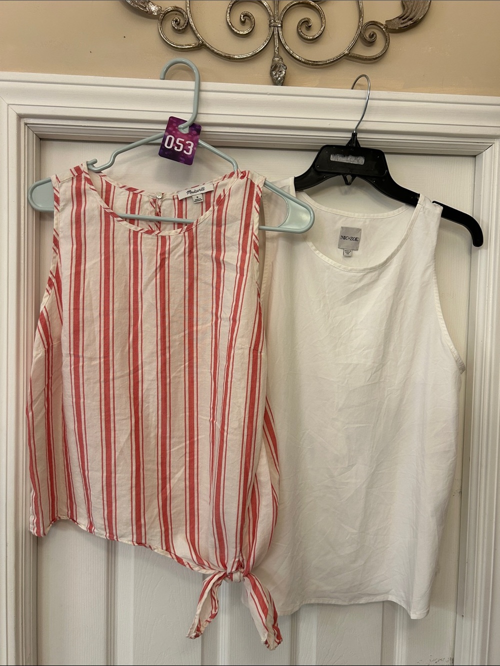 Madewell Red & White Striped Tie-Hem Tank Top/ Nic+Zoe tank